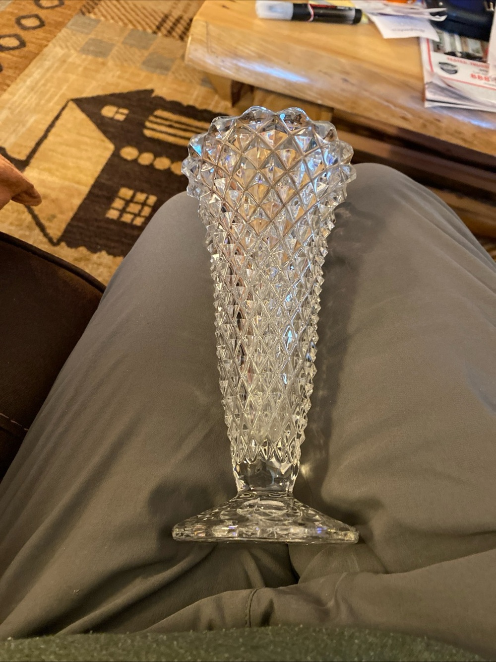 Indiana Glass Clear Diamond-Pattern Bud Vase